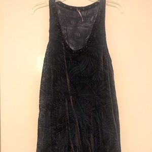 Free People Velvet Navy Embossed Shift Dress